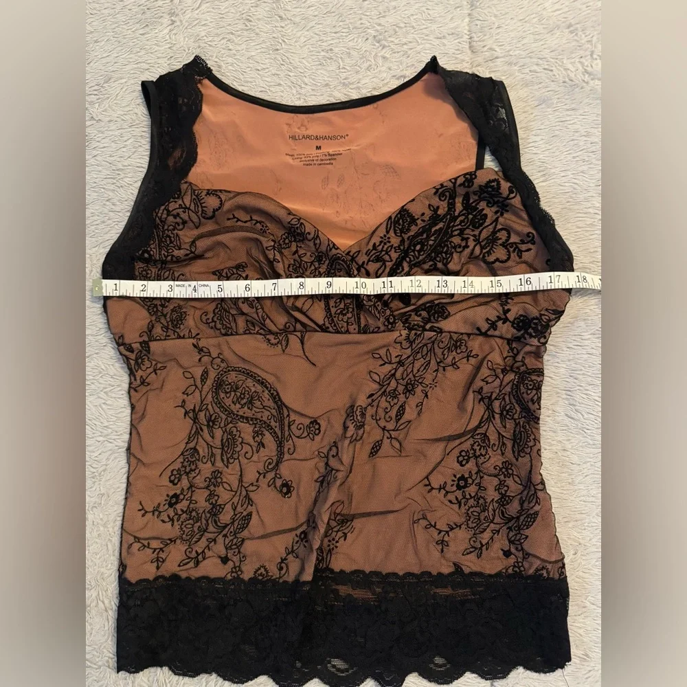 Hillard & Hanson Black & Cinnamon Sleeveless Bustier Style Tank Top - Picture 13 of 13
